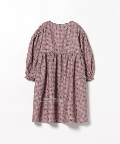 日本童裝 BEAMS mini 花卉格紋燈芯絨連身裙 90-140cm 女童款 秋冬季 DRESSES