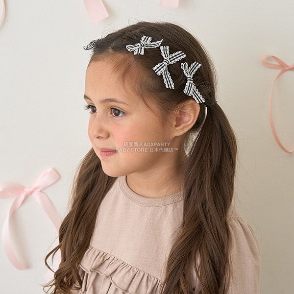 日本直送 Lycee mine 格紋絲帶髮夾6件套 手飾/髮飾系列