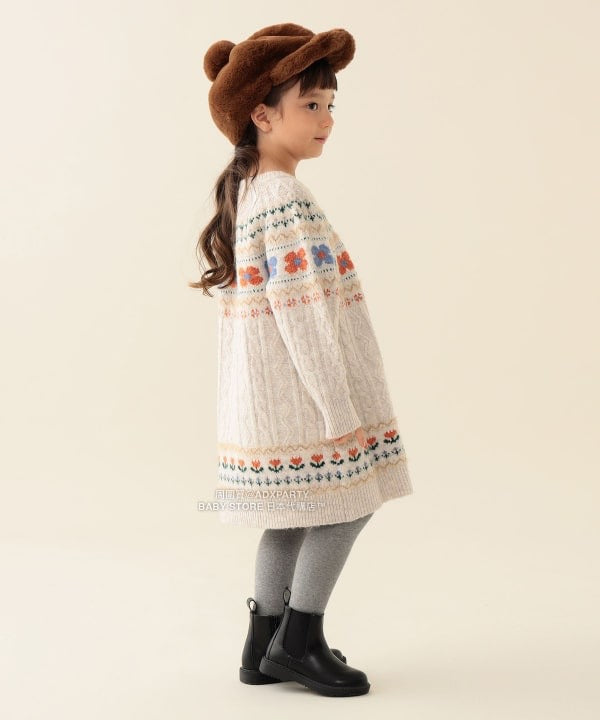 日本童裝 BEAMS mini 花卉麻花針織連身裙 90-140cm 女童款 秋冬季 DRESSES