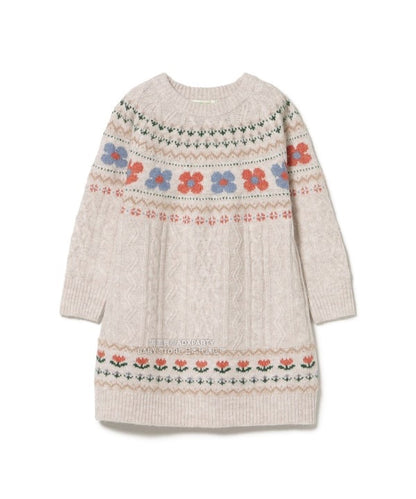 日本童裝 BEAMS mini 花卉麻花針織連身裙 90-140cm 女童款 秋冬季 DRESSES