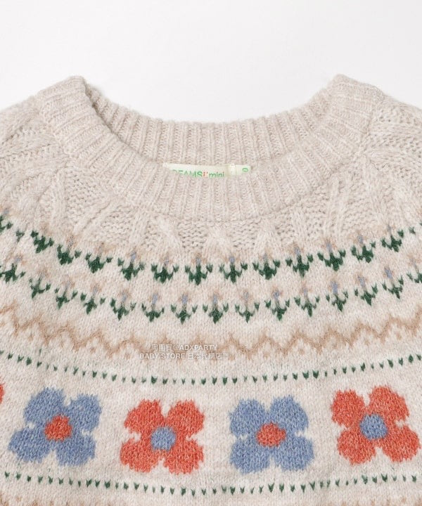 日本童裝 BEAMS mini 花卉麻花針織連身裙 90-140cm 女童款 秋冬季 DRESSES