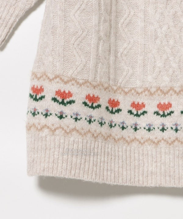 日本童裝 BEAMS mini 花卉麻花針織連身裙 90-140cm 女童款 秋冬季 DRESSES