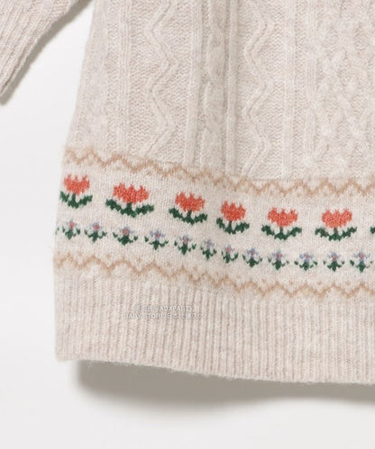 日本童裝 BEAMS mini 花卉麻花針織連身裙 90-140cm 女童款 秋冬季 DRESSES