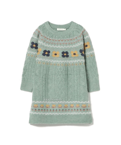 日本童裝 BEAMS mini 花卉麻花針織連身裙 90-140cm 女童款 秋冬季 DRESSES