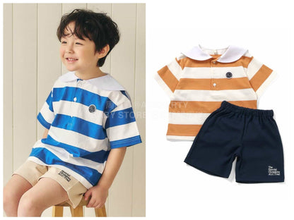 日本童裝 apres les cours 水手條紋兩件套裝 80-130cm 男童款 夏季 TOPS PANTS