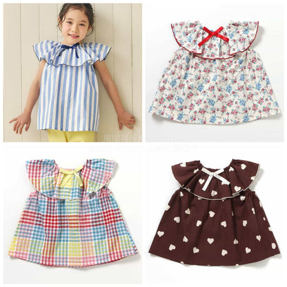 日本童裝 apres les cours 2Way 雙面兩著 荷葉邊領上衣 80-140cm 女童款 夏季 TOPS