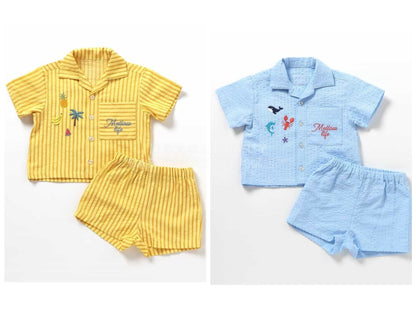 日本童裝 apres les cours 度假風襯衫短褲套裝 70-80cm 男童款 初生嬰兒 夏季 TOPS PANTS
