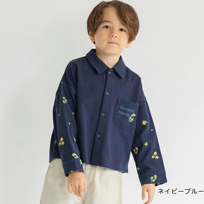 日本童裝 Branshes 碎花刺繡長袖襯衫 80-150cm 男童款 冬季 TOPS