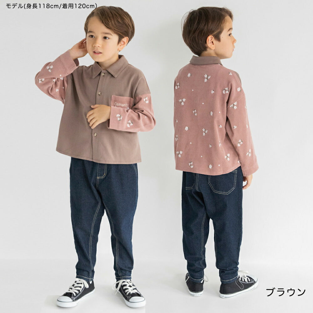 日本童裝 Branshes 碎花刺繡長袖襯衫 80-150cm 男童款 冬季 TOPS