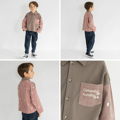 日本童裝 Branshes 碎花刺繡長袖襯衫 80-150cm 男童款 冬季 TOPS