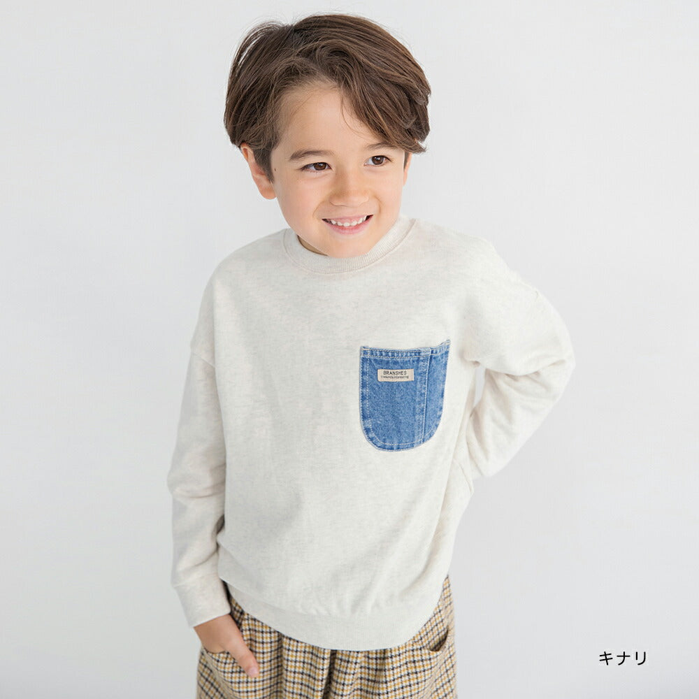 日本童裝 Branshes 牛仔口袋衛衣 80-160cm 男童款 冬季 TOPS