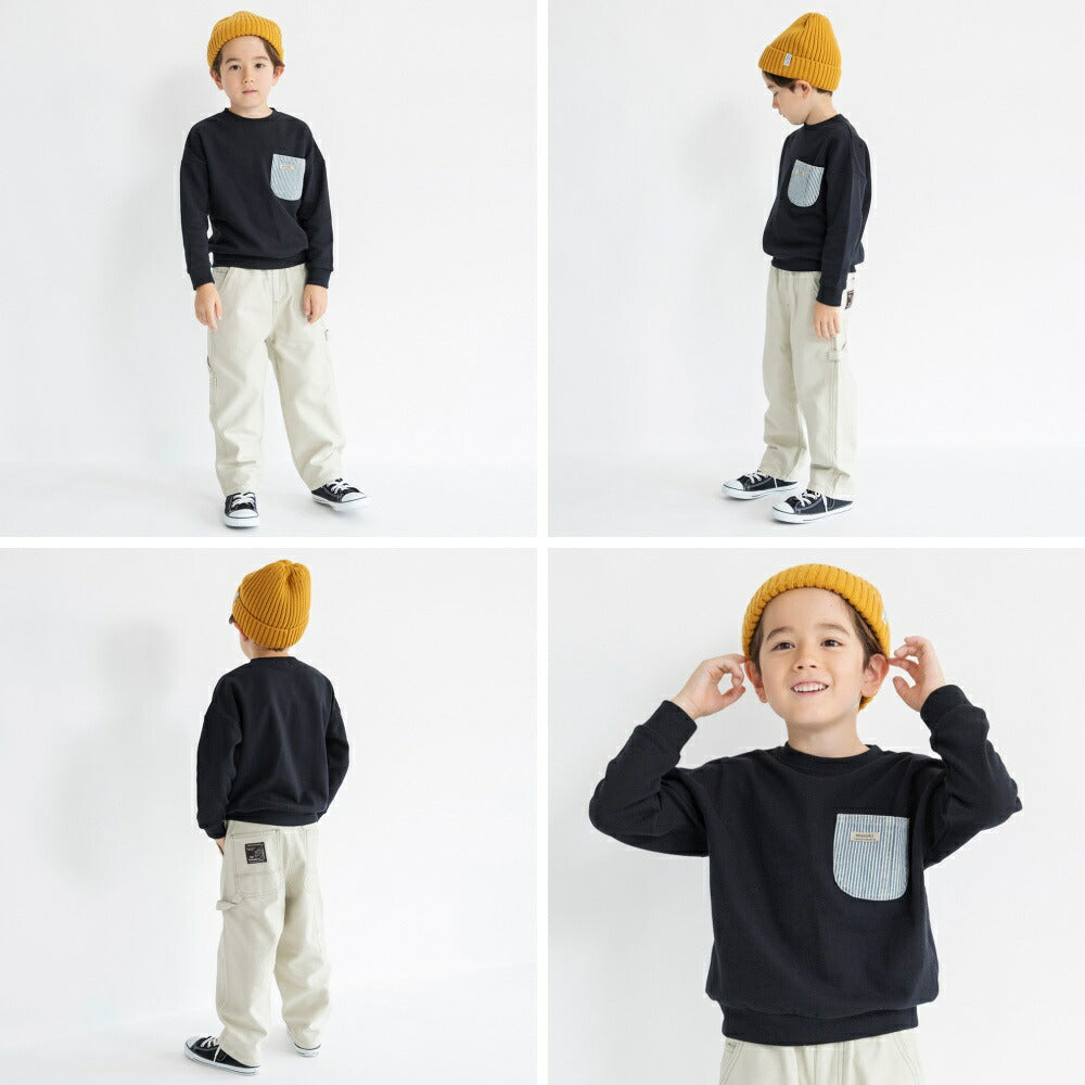 日本童裝 Branshes 牛仔口袋衛衣 80-160cm 男童款 冬季 TOPS