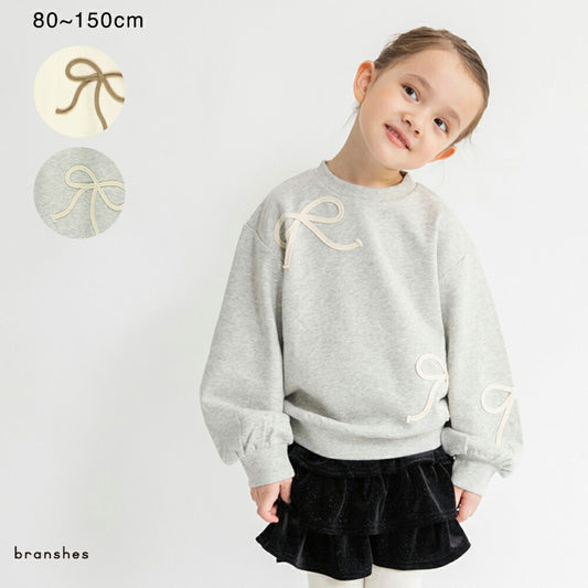 日本童裝 Branshes 緞帶刺繡衛衣 80-150cm 女童款 冬季 TOPS