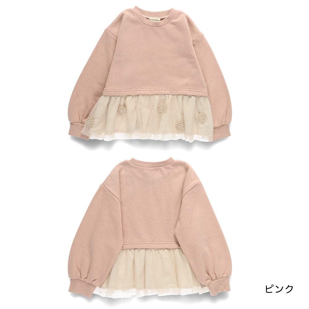 日本童裝 Branshes 網紗拼接衛衣 80-130cm 女童款 冬季 TOPS