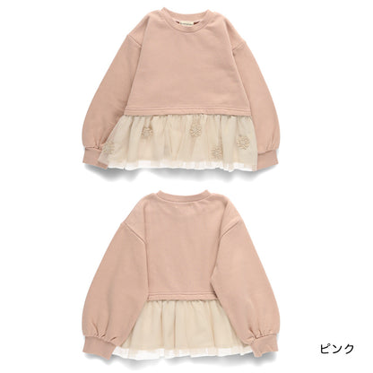 日本童裝 Branshes 網紗拼接衛衣 80-130cm 女童款 冬季 TOPS