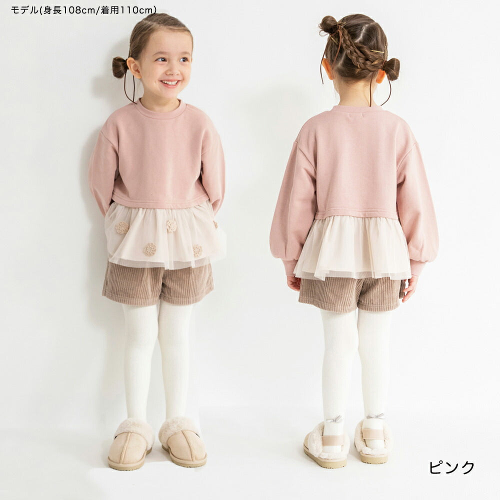 日本童裝 Branshes 網紗拼接衛衣 80-130cm 女童款 冬季 TOPS