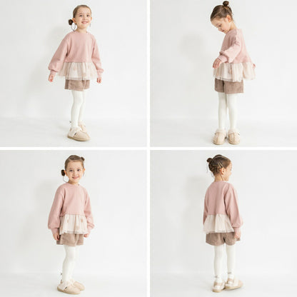 日本童裝 Branshes 網紗拼接衛衣 80-130cm 女童款 冬季 TOPS