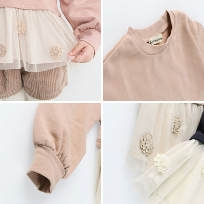 日本童裝 Branshes 網紗拼接衛衣 80-130cm 女童款 冬季 TOPS