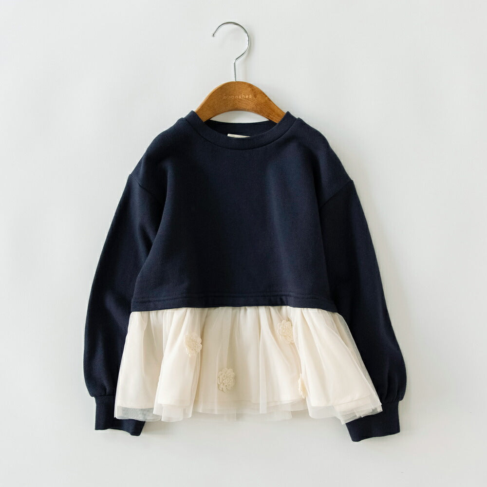 日本童裝 Branshes 網紗拼接衛衣 80-130cm 女童款 冬季 TOPS