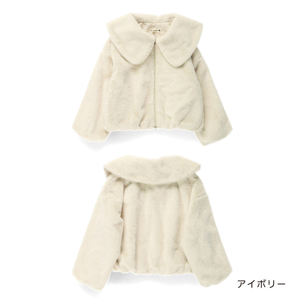 日本童裝 Branshes 毛毛翻領外套 90-150cm 女童款 冬季 OUTERWEAR