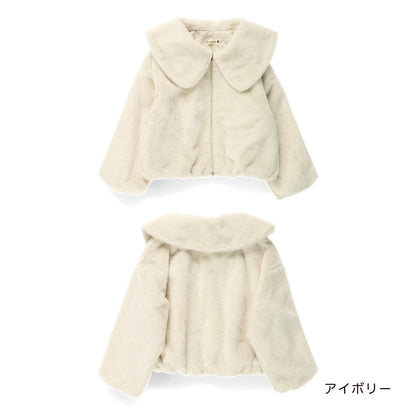 日本童裝 Branshes 毛毛翻領外套 90-150cm 女童款 冬季 OUTERWEAR