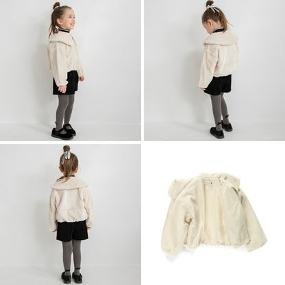 日本童裝 Branshes 毛毛翻領外套 90-150cm 女童款 冬季 OUTERWEAR