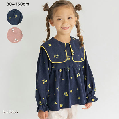 日本童裝 Branshes 桂花刺繡襯衫 80-150cm 女童款 冬季 TOPS