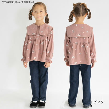 日本童裝 Branshes 桂花刺繡襯衫 80-150cm 女童款 冬季 TOPS