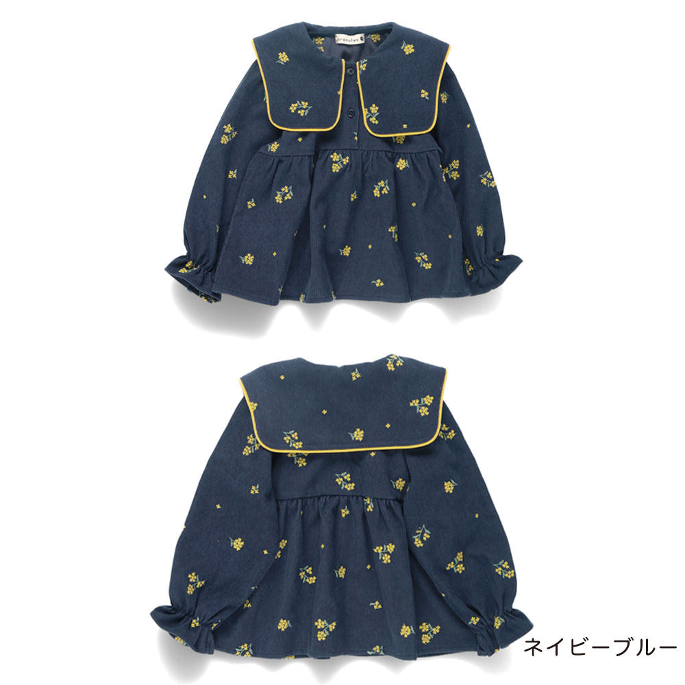 日本童裝 Branshes 桂花刺繡襯衫 80-150cm 女童款 冬季 TOPS