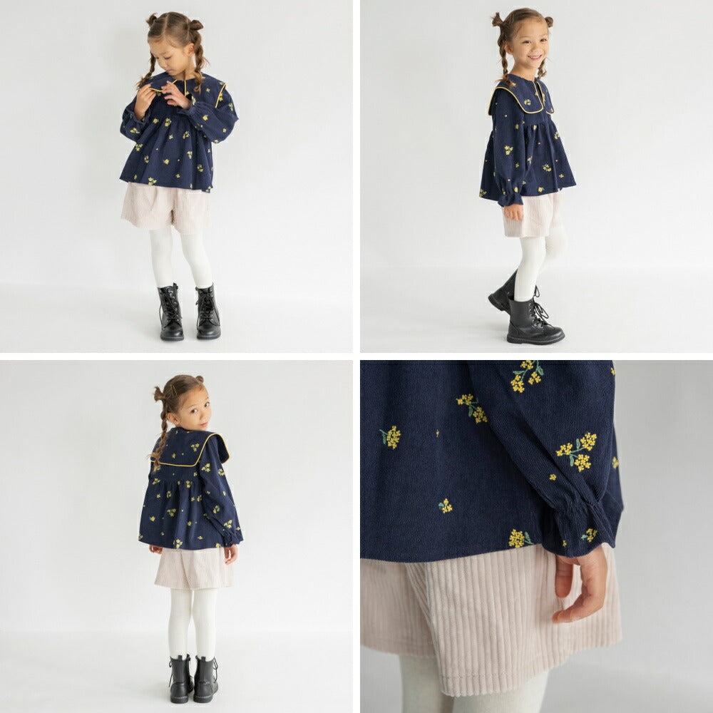 日本童裝 Branshes 桂花刺繡襯衫 80-150cm 女童款 冬季 TOPS