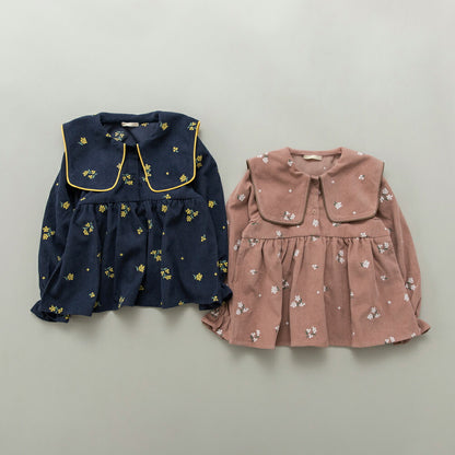 日本童裝 Branshes 桂花刺繡襯衫 80-150cm 女童款 冬季 TOPS