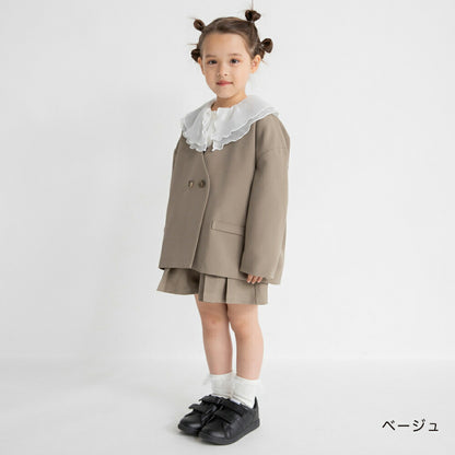 日本童裝 Branshes 圓領西裝外套+百摺裙褲套裝 100-130m 女童款 冬季 OUTERWEAR PANTS 面試/宴會/表演 兒童服飾