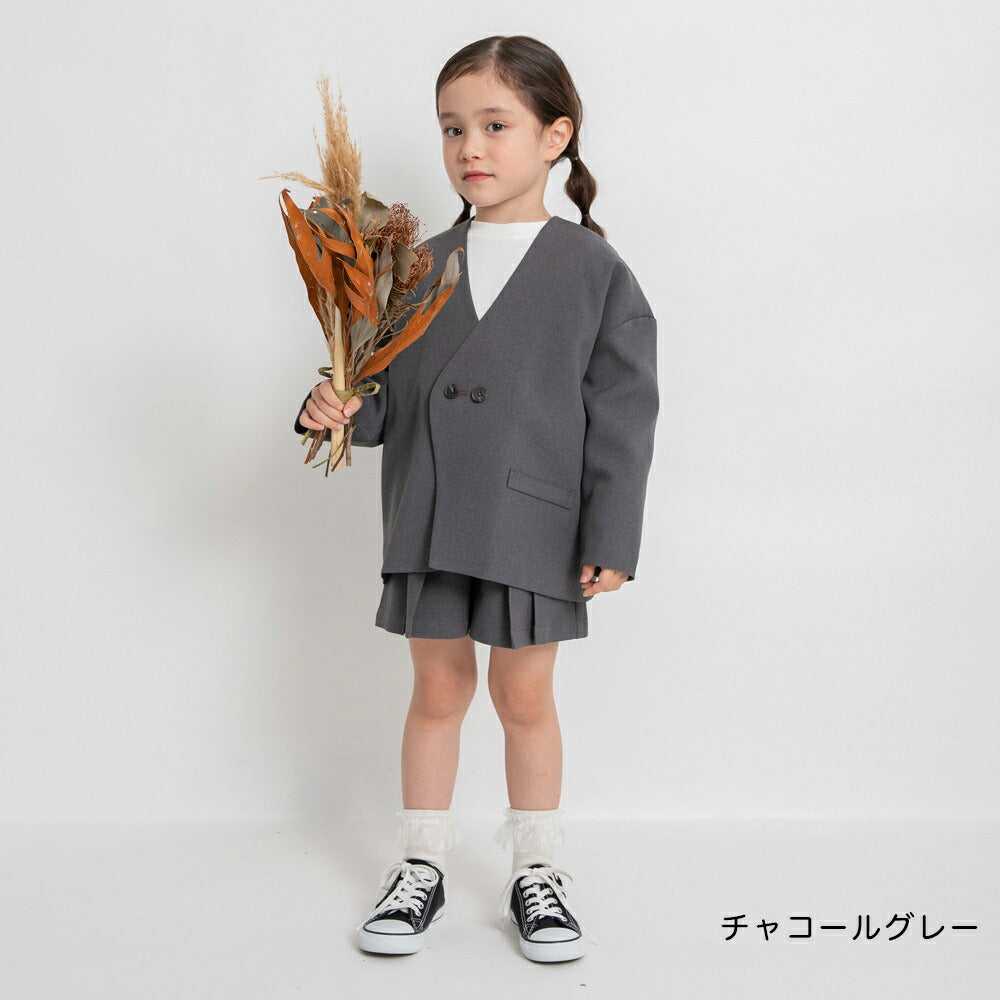 日本童裝 Branshes 圓領西裝外套+百摺裙褲套裝 100-130m 女童款 冬季 OUTERWEAR PANTS 面試/宴會/表演 兒童服飾