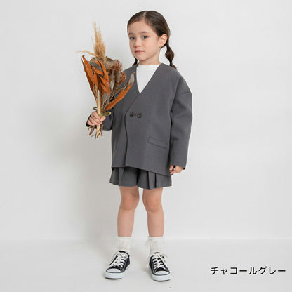 日本童裝 Branshes 圓領西裝外套+百摺裙褲套裝 100-130m 女童款 冬季 OUTERWEAR PANTS 面試/宴會/表演 兒童服飾