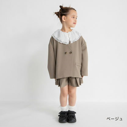 日本童裝 Branshes 圓領西裝外套+百摺裙褲套裝 100-130m 女童款 冬季 OUTERWEAR PANTS 面試/宴會/表演 兒童服飾