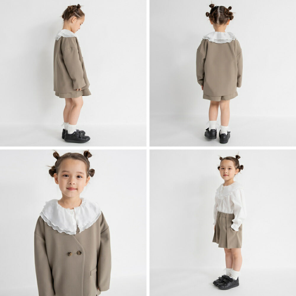 日本童裝 Branshes 圓領西裝外套+百摺裙褲套裝 100-130m 女童款 冬季 OUTERWEAR PANTS 面試/宴會/表演 兒童服飾