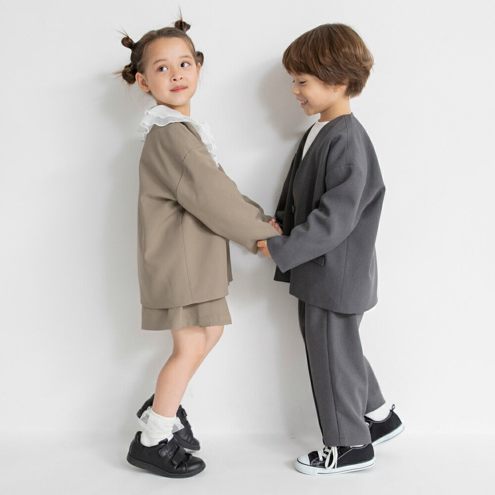 日本童裝 Branshes 圓領西裝外套+百摺裙褲套裝 100-130m 女童款 冬季 OUTERWEAR PANTS 面試/宴會/表演 兒童服飾