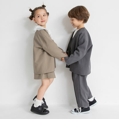 日本童裝 Branshes 圓領西裝外套+百摺裙褲套裝 100-130m 女童款 冬季 OUTERWEAR PANTS 面試/宴會/表演 兒童服飾