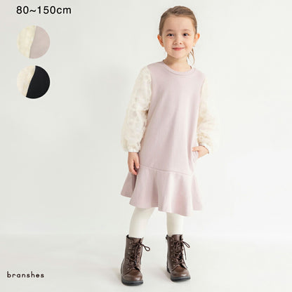 日本童裝 Branshes 泡泡袖衛衣裙 80-150m 女童款 冬季 DRESSES