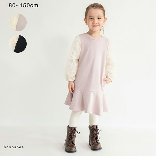 日本童裝 Branshes 泡泡袖衛衣裙 80-150m 女童款 冬季 DRESSES