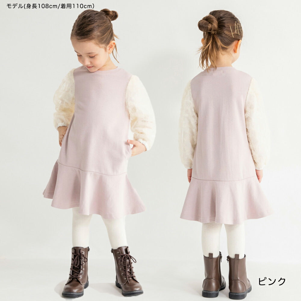 日本童裝 Branshes 泡泡袖衛衣裙 80-150m 女童款 冬季 DRESSES