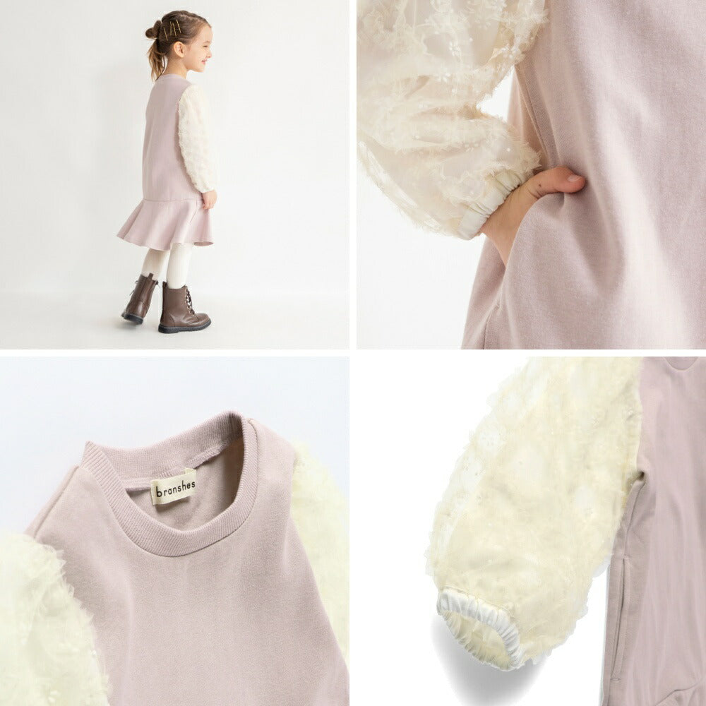 日本童裝 Branshes 泡泡袖衛衣裙 80-150m 女童款 冬季 DRESSES