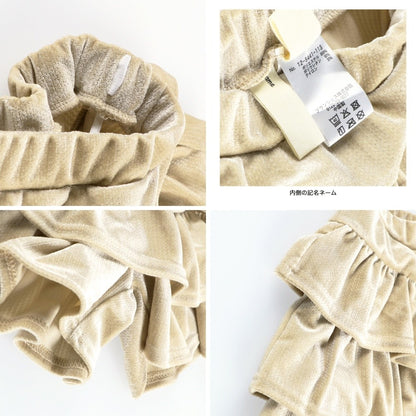 日本童裝 Branshes 天鵝絨荷葉邊裙褲 80-150m 女童款 冬季 PANTS