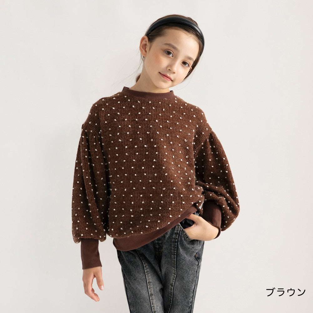 日本童裝 Branshes x Ou? by EDWIN 圓點提花衛衣 90-150m 女童款 冬季 TOPS