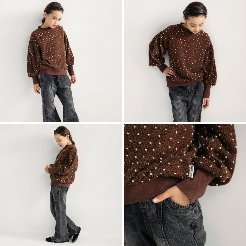 日本童裝 Branshes x Ou? by EDWIN 圓點提花衛衣 90-150m 女童款 冬季 TOPS