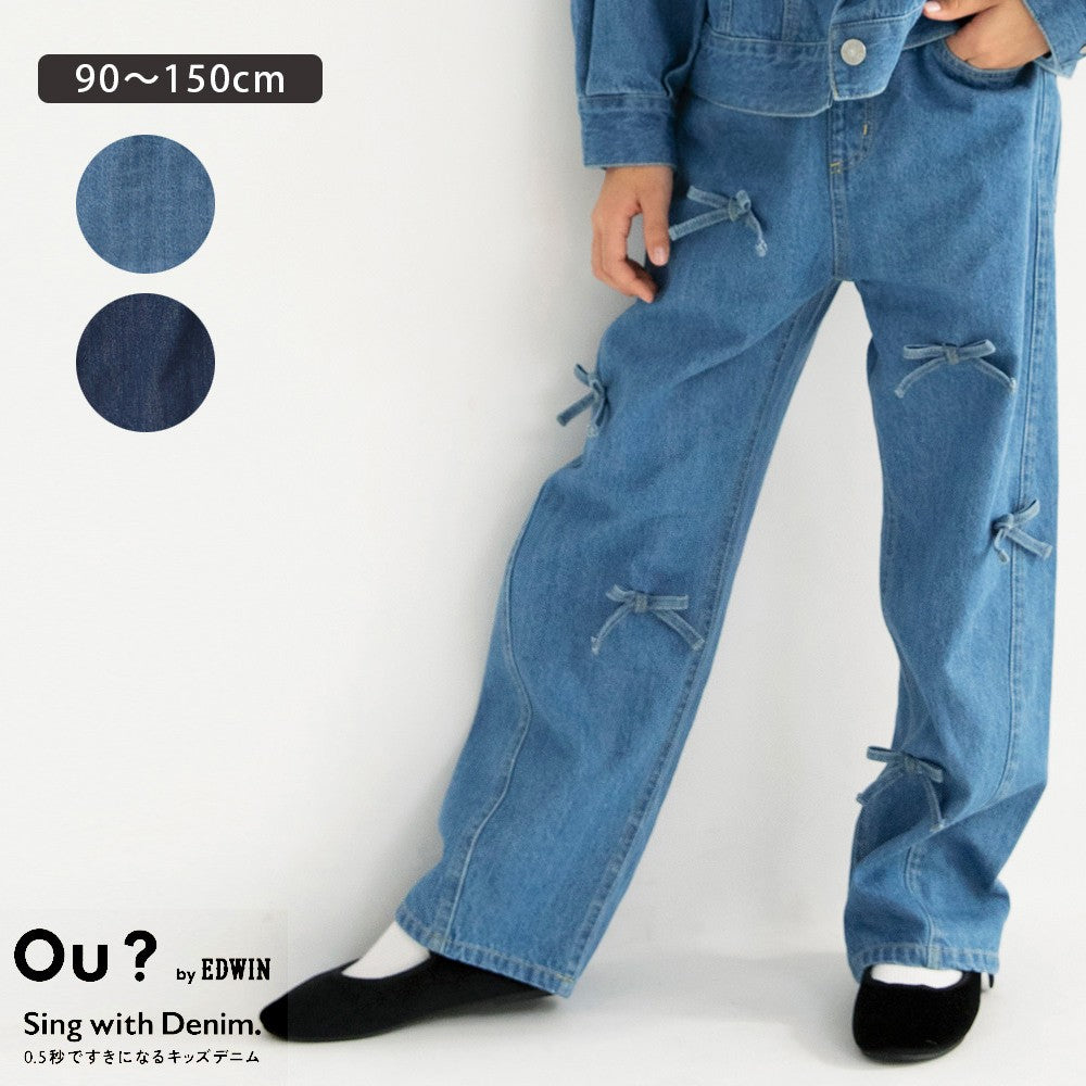 日本童裝 Branshes x Ou? by EDWIN 蝴蝶結絲帶牛仔褲 90-150m 女童款 冬季 PANTS
