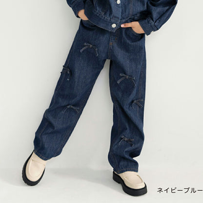 日本童裝 Branshes x Ou? by EDWIN 蝴蝶結絲帶牛仔褲 90-150m 女童款 冬季 PANTS