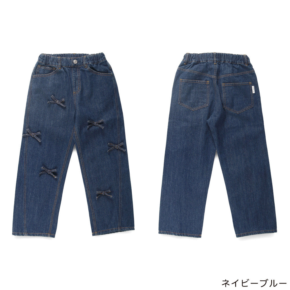 日本童裝 Branshes x Ou? by EDWIN 蝴蝶結絲帶牛仔褲 90-150m 女童款 冬季 PANTS