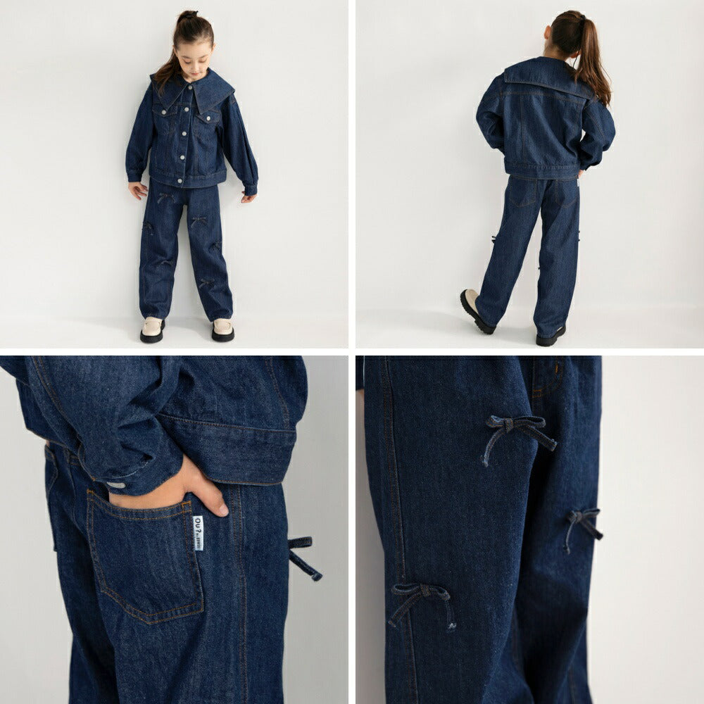 日本童裝 Branshes x Ou? by EDWIN 蝴蝶結絲帶牛仔褲 90-150m 女童款 冬季 PANTS
