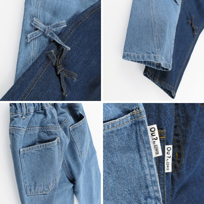 日本童裝 Branshes x Ou? by EDWIN 蝴蝶結絲帶牛仔褲 90-150m 女童款 冬季 PANTS